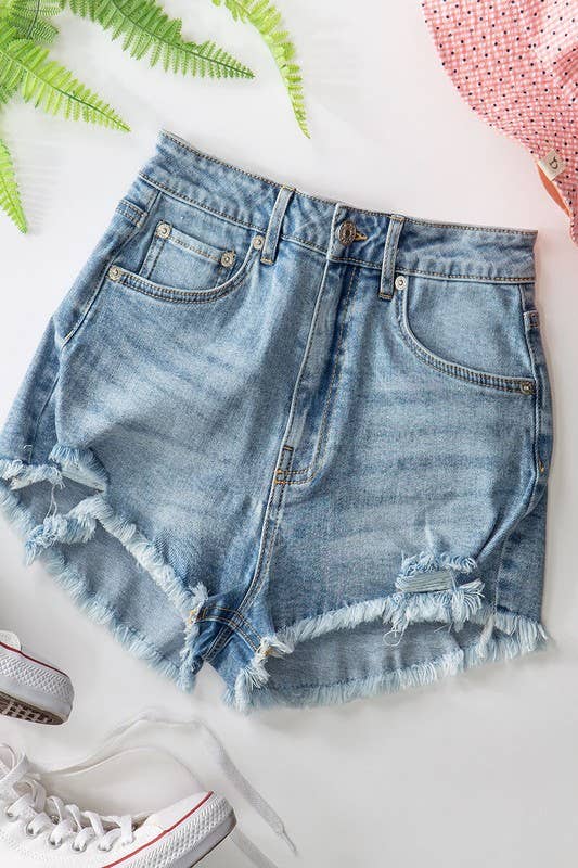 Distressed Denim Shorts